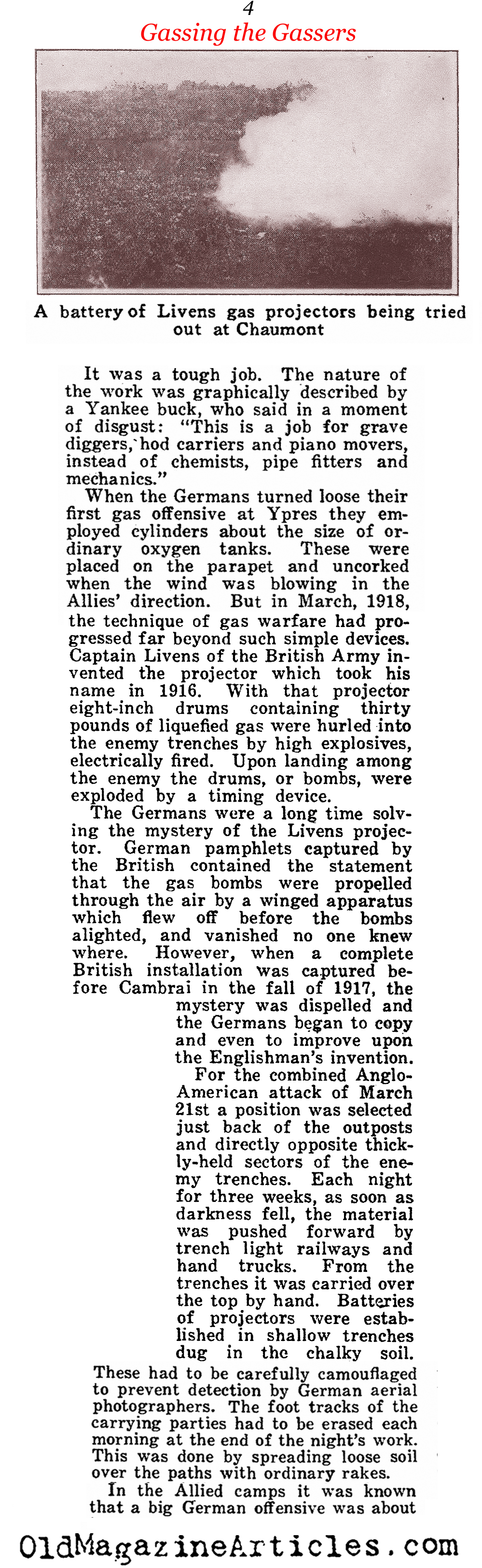 Gassing The Germans (American Legion Weekly, 1922)