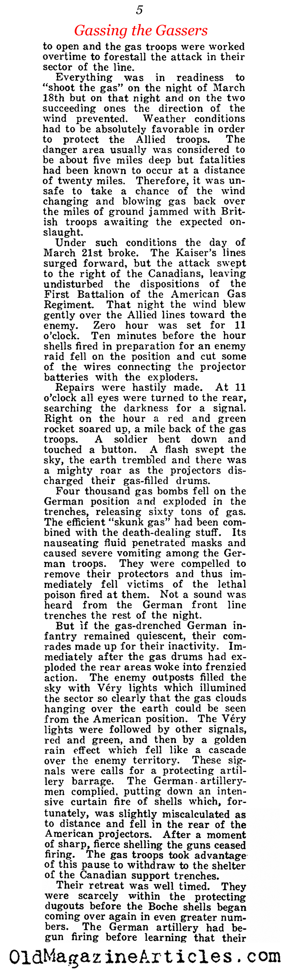 Gassing The Germans (American Legion Weekly, 1922)