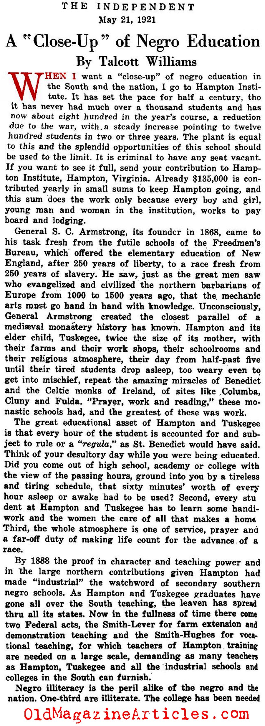  The Hampton Institute as it Stood in 1921 (The Independent, 1921)