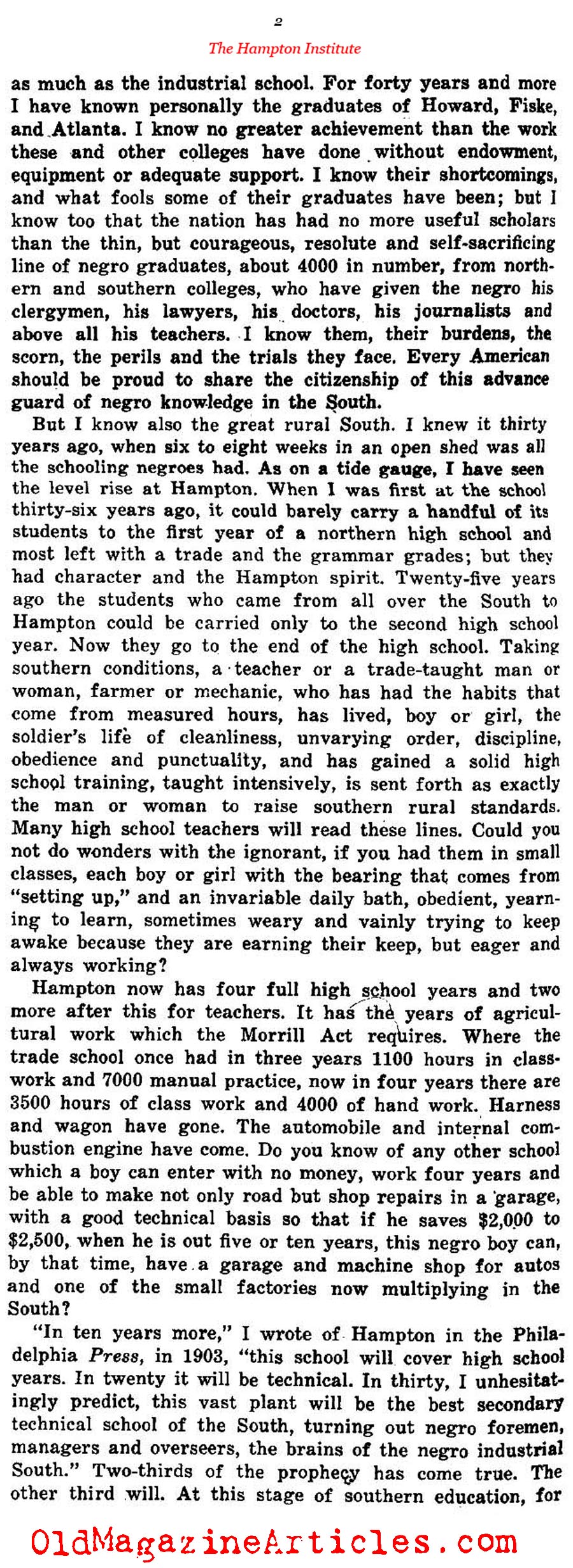  The Hampton Institute as it Stood in 1921 (The Independent, 1921)