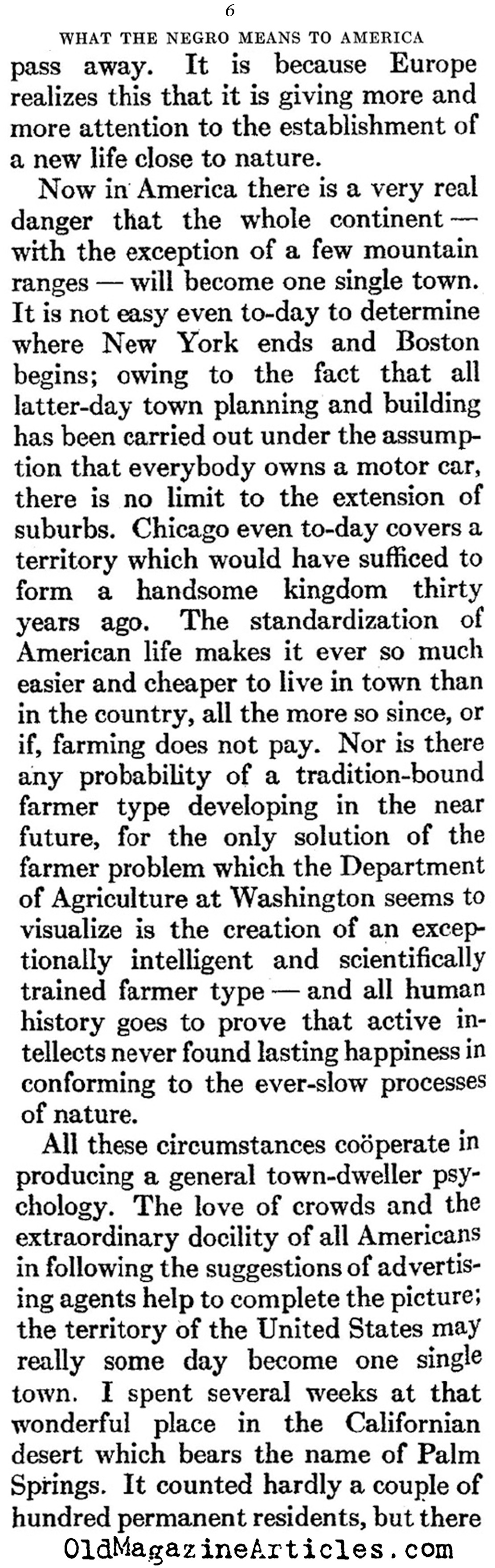 ''What the Negro Means to America'' (Atlantic Monthly, 1929)