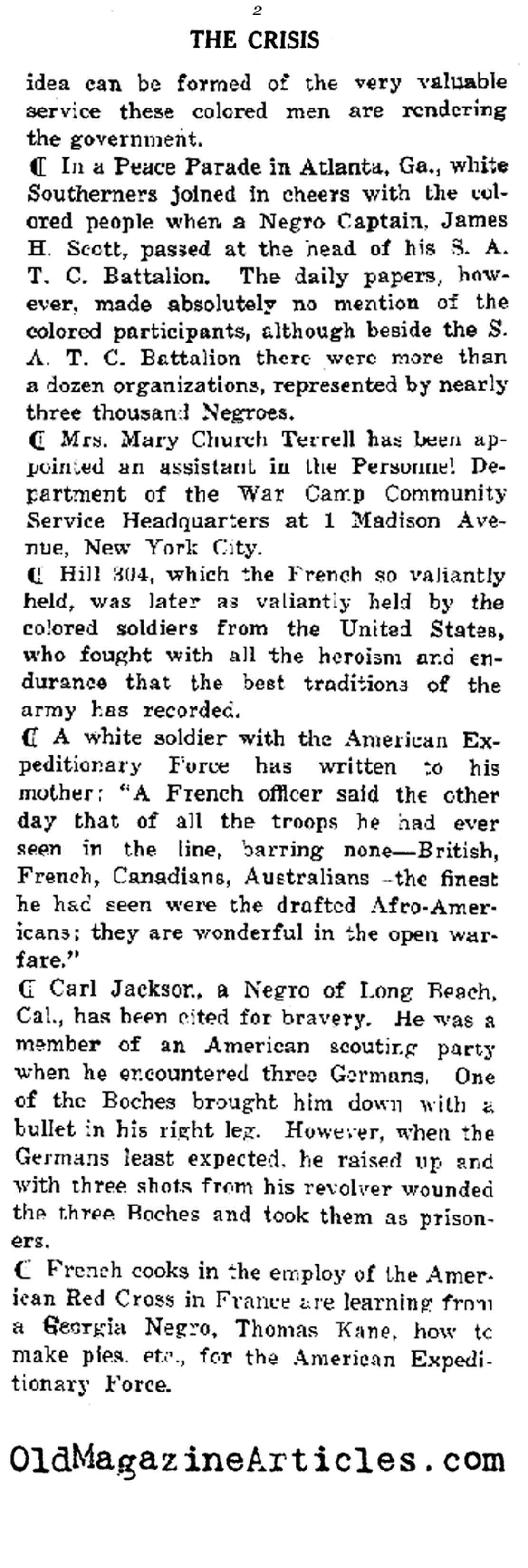 Assorted Home-Front News   (The Crises, 1919)