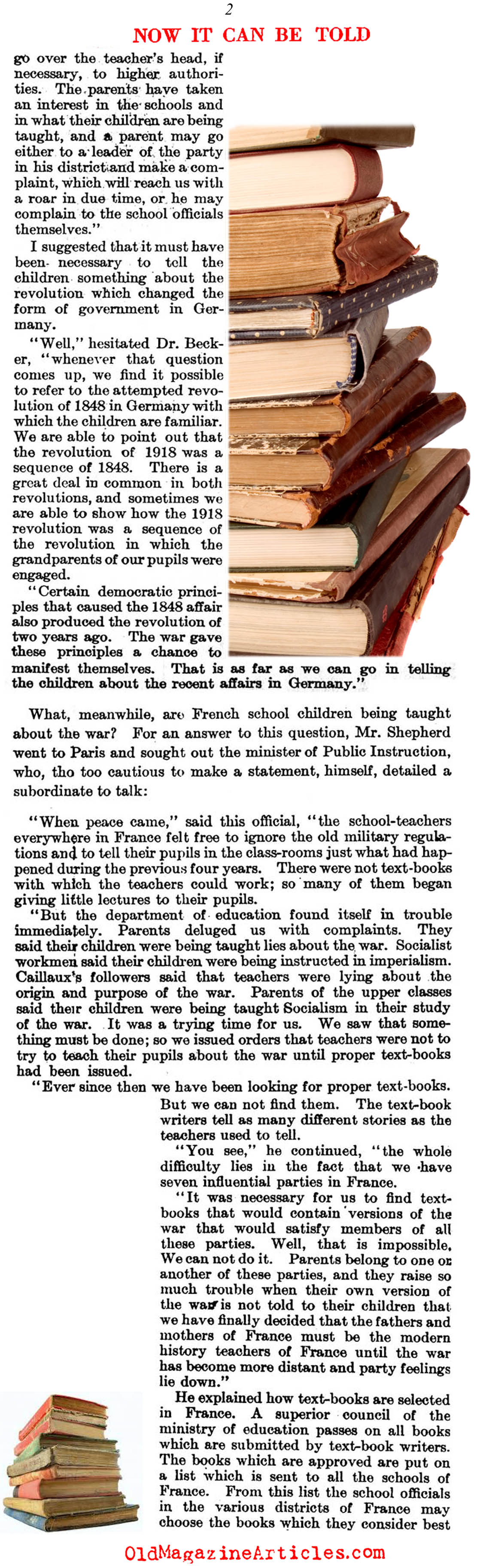 German Schools and the Teaching of the War (Literary Digest, 1922)