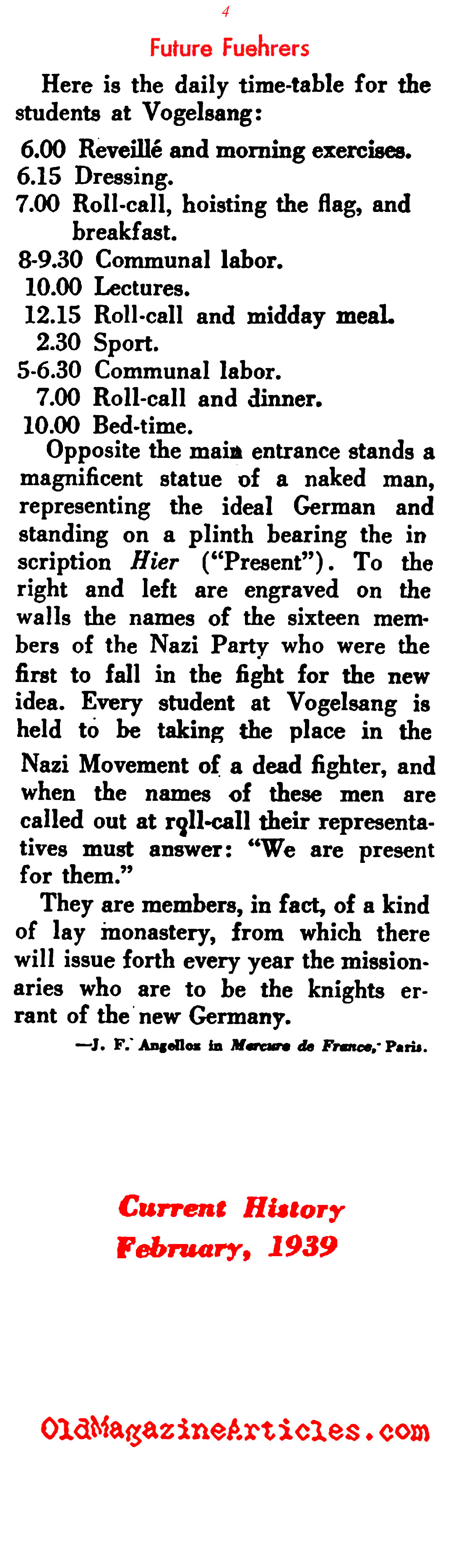 The Adolf Hitler Schools (Current History  Magazine, 1939)