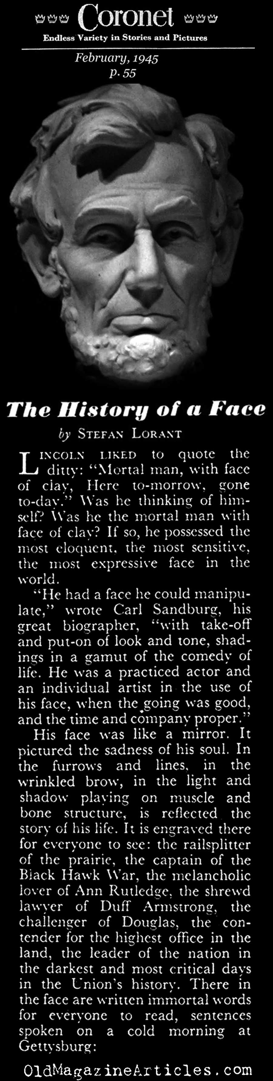 The Age Progression of President Lincoln (Coronet Magazine, 1945)