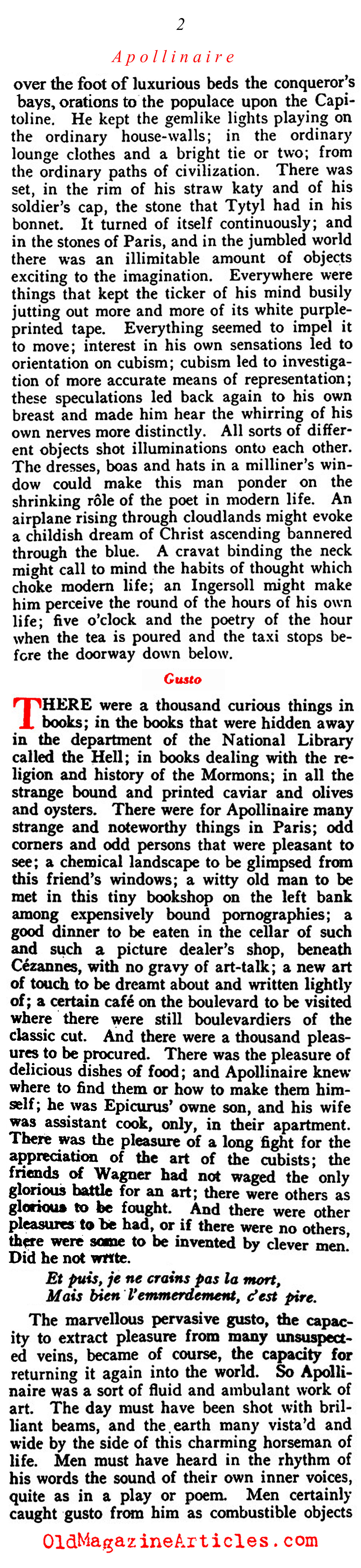 A Profile of Guillaume Apollinaire (Vanity Fair, 1922)