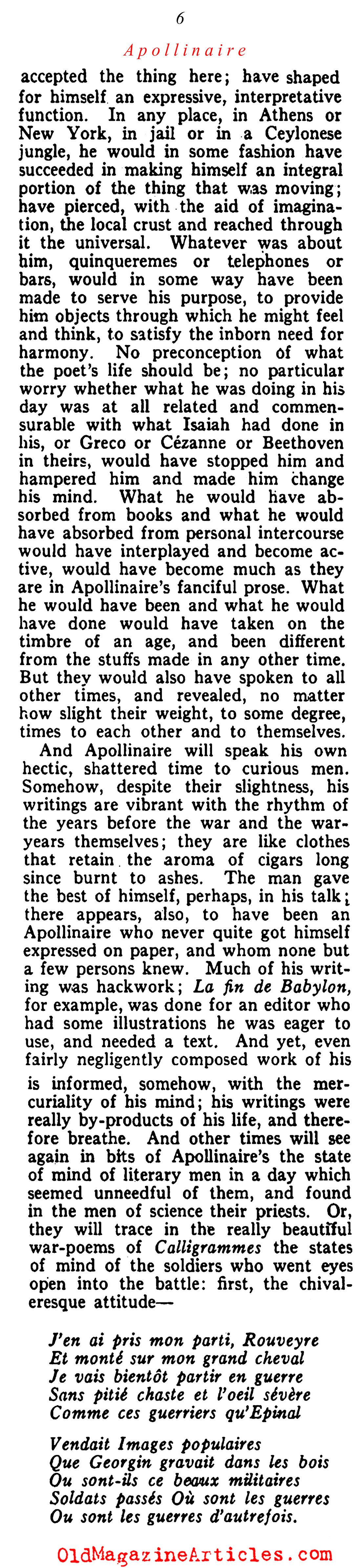 A Profile of Guillaume Apollinaire (Vanity Fair, 1922)