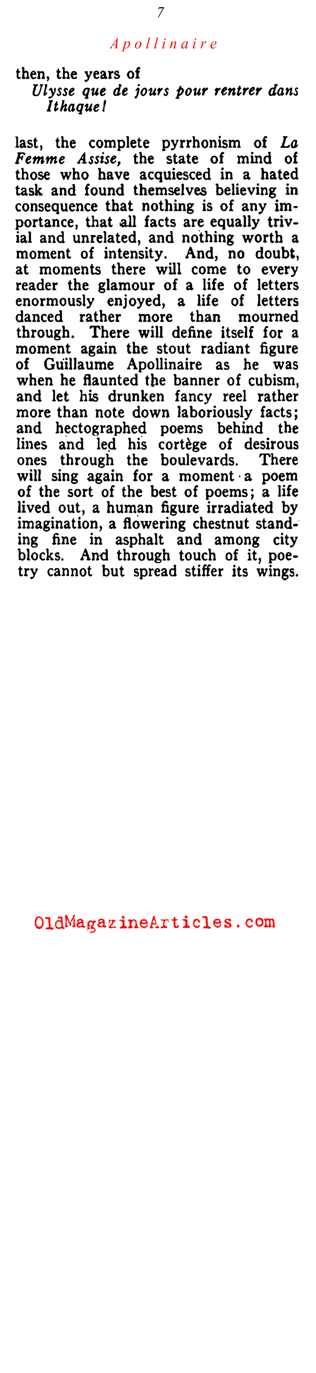 A Profile of Guillaume Apollinaire (Vanity Fair, 1922)