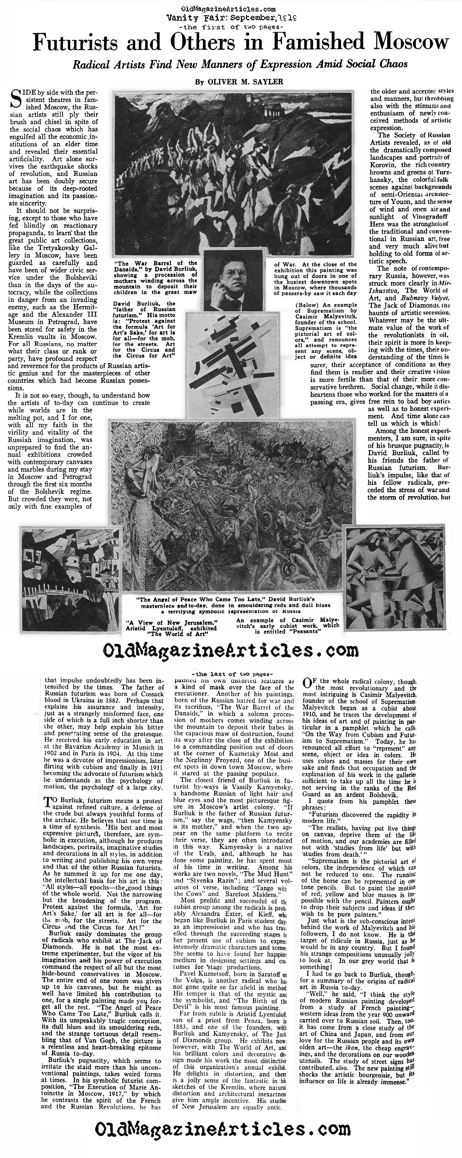 MODERN ARTISTS OF POST REVOLUTIONARY RUSSIA 1920S ARTICLE CONCERNING