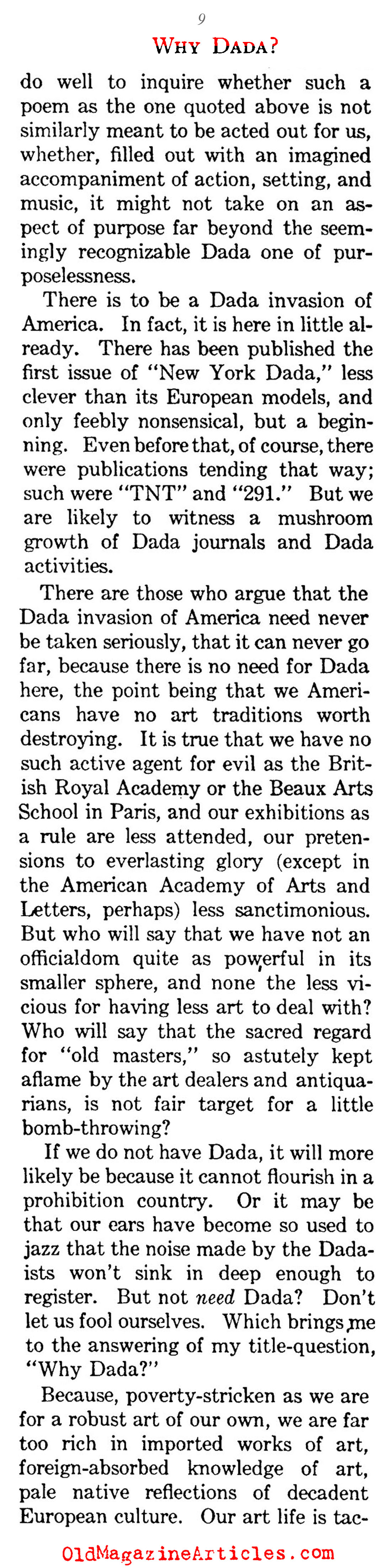 Why Dada? (The Century Magazine, 1922)