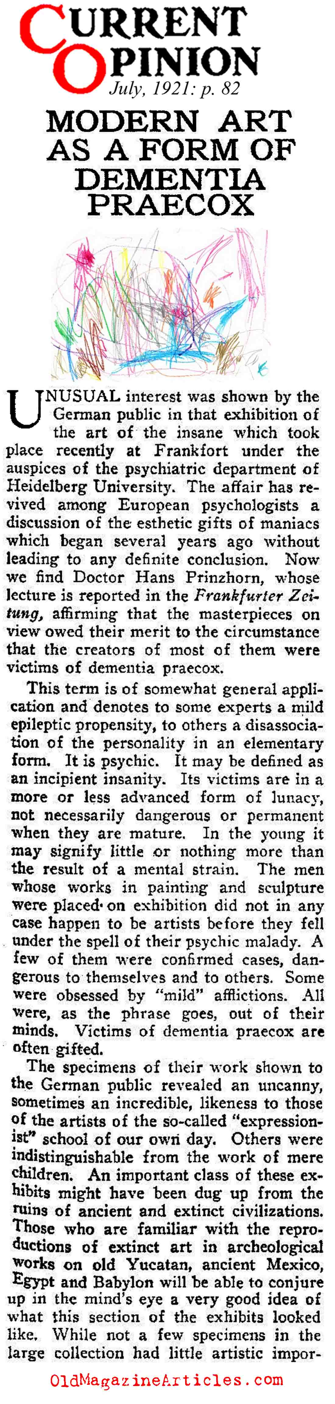 The Art of the Insane Looks Like German Expressionism  (Current Opinion, 1921)