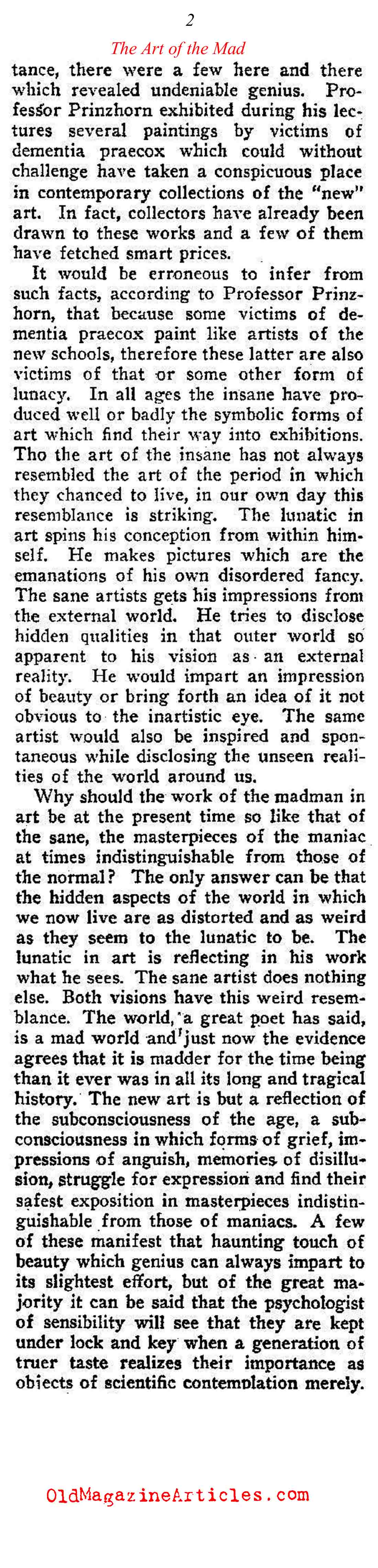 The Art of the Insane Looks Like German Expressionism  (Current Opinion, 1921)