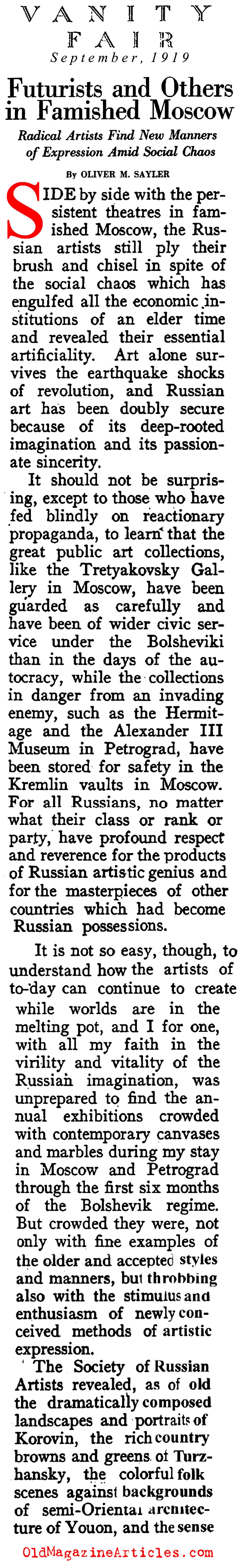 Russian Modernism After the Revolution (Vanity Fair Magazine, 1919)