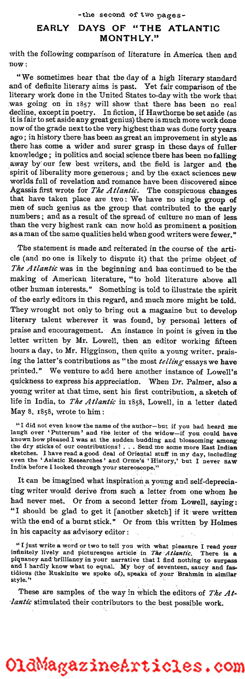 <em>The Atlantic Monthly</em> in the Beginning (Literary Digest, 1897)