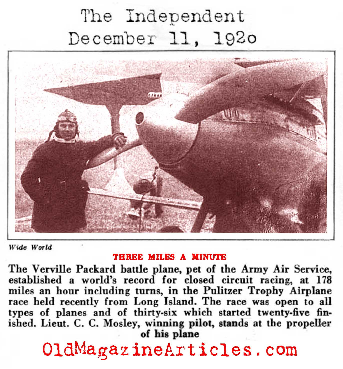 The Verville Packard Battle Plane: 178 Miles Per Hour (The Independent, 1920)