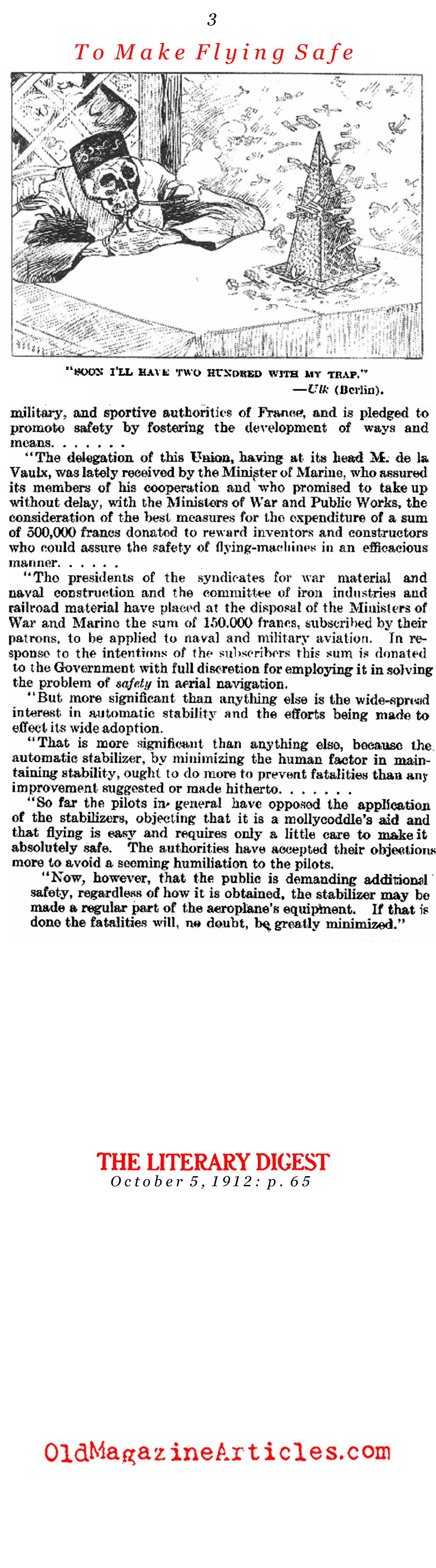 Early Aviation Safety Inventions  (The Literary Digest, 1912)