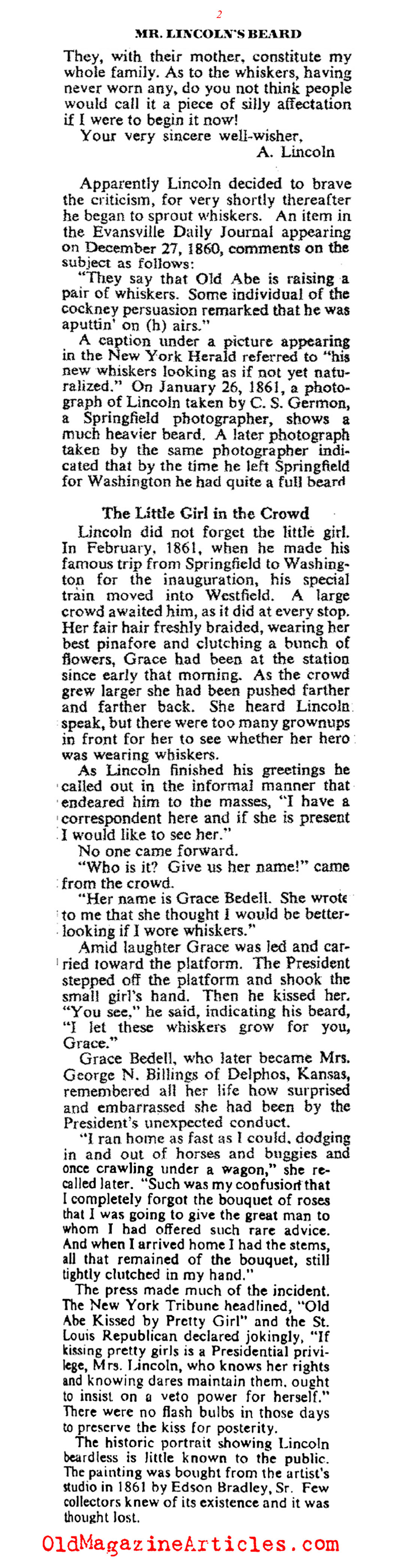 Did President Lincoln Really Need the Beard? (Collier's Magazine, 1948)