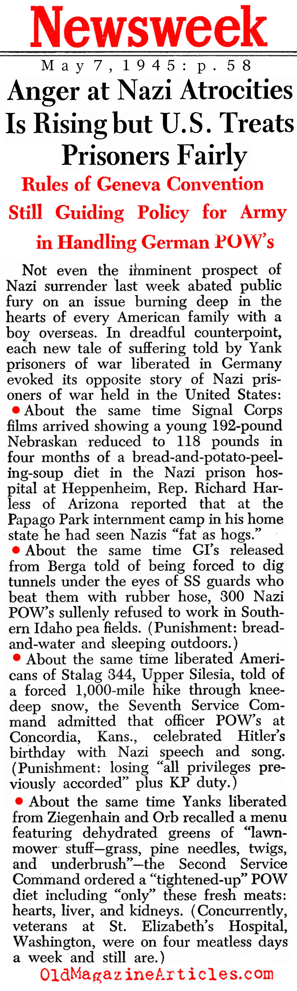 ''Anger at Nazi Atrocities'' (Newsweek Magazine, 1945)