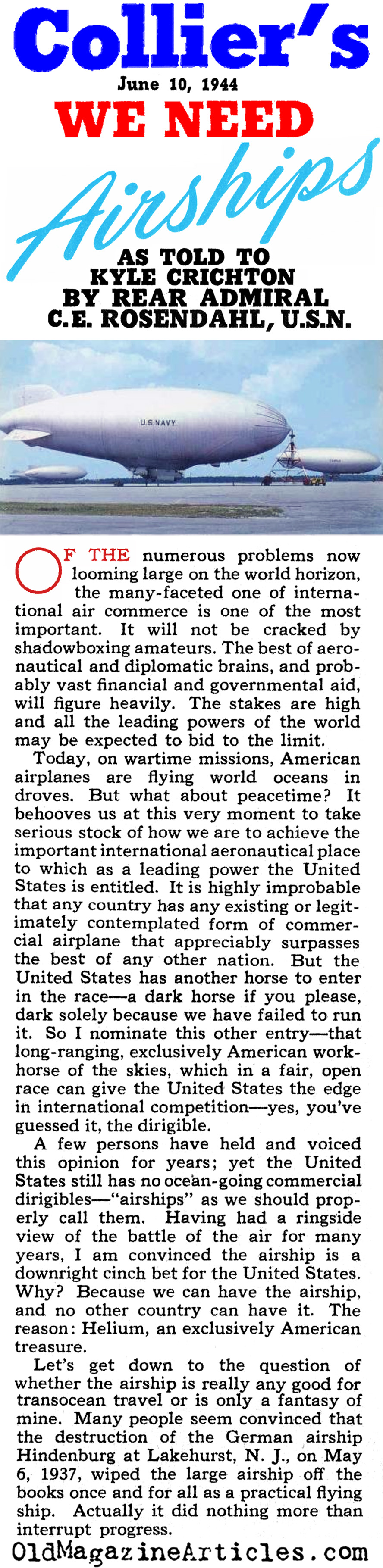 The Wonderment of Airships (Collier's Magazine, 1944)
