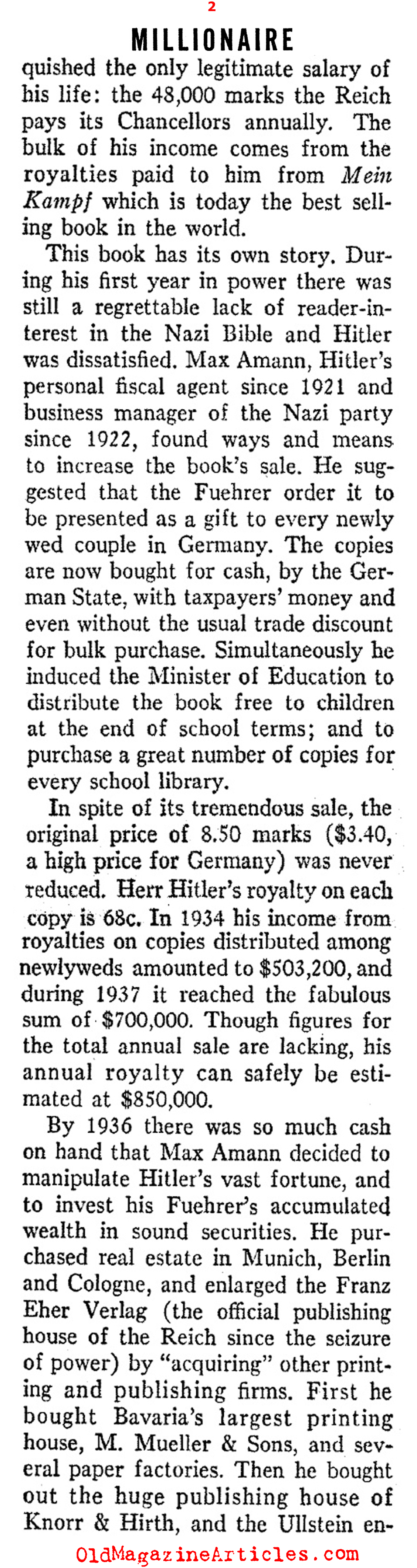 Adolf Hitler: Millionaire (Ken Magazine, 1939)