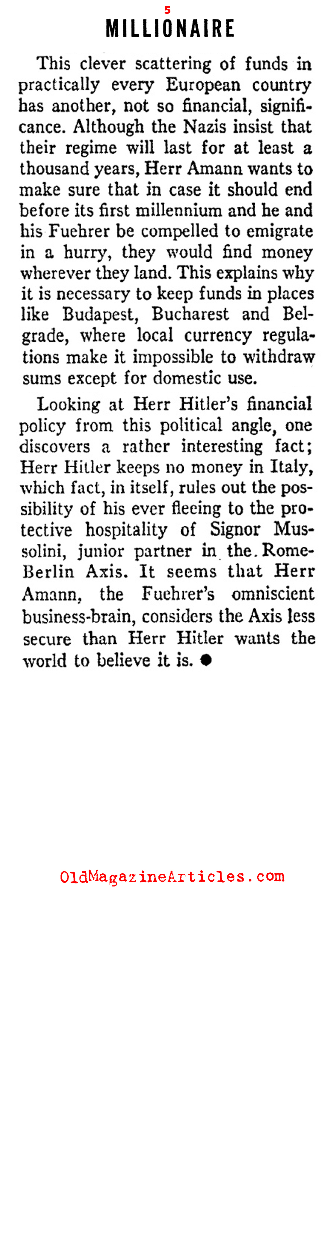 Adolf Hitler: Millionaire (Ken Magazine, 1939)