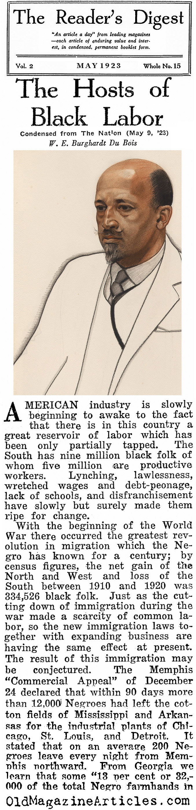 W.E.B. DuBois on Black Labor (Reader's Digest, 1923)