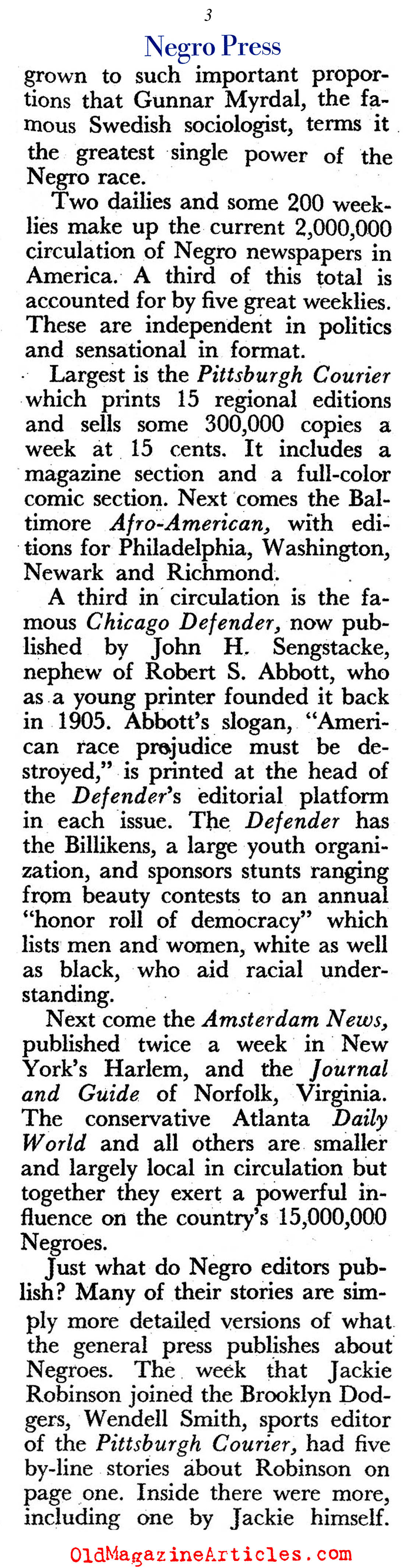 The Power of the African-American Press (Pageant Magazine, 1952)