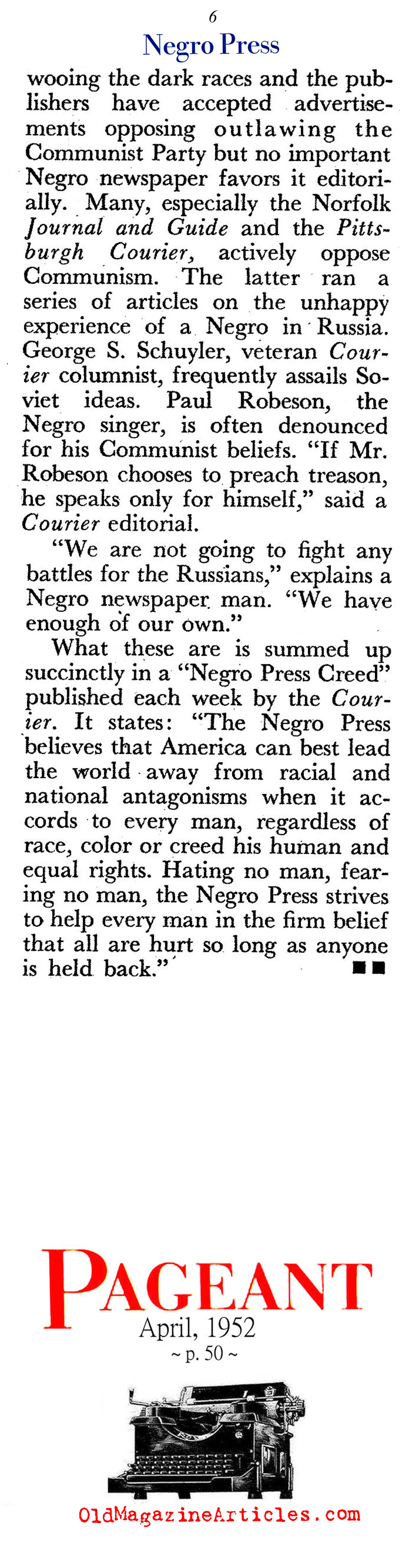 The Power of the African-American Press (Pageant Magazine, 1952)