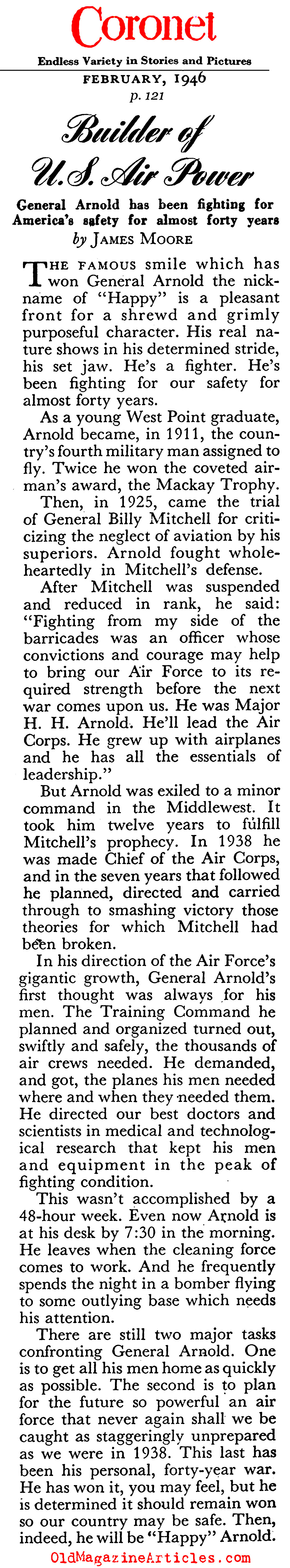 General Hap Arnold, U.S. Air Corps (Coronet Magazine, 1946)