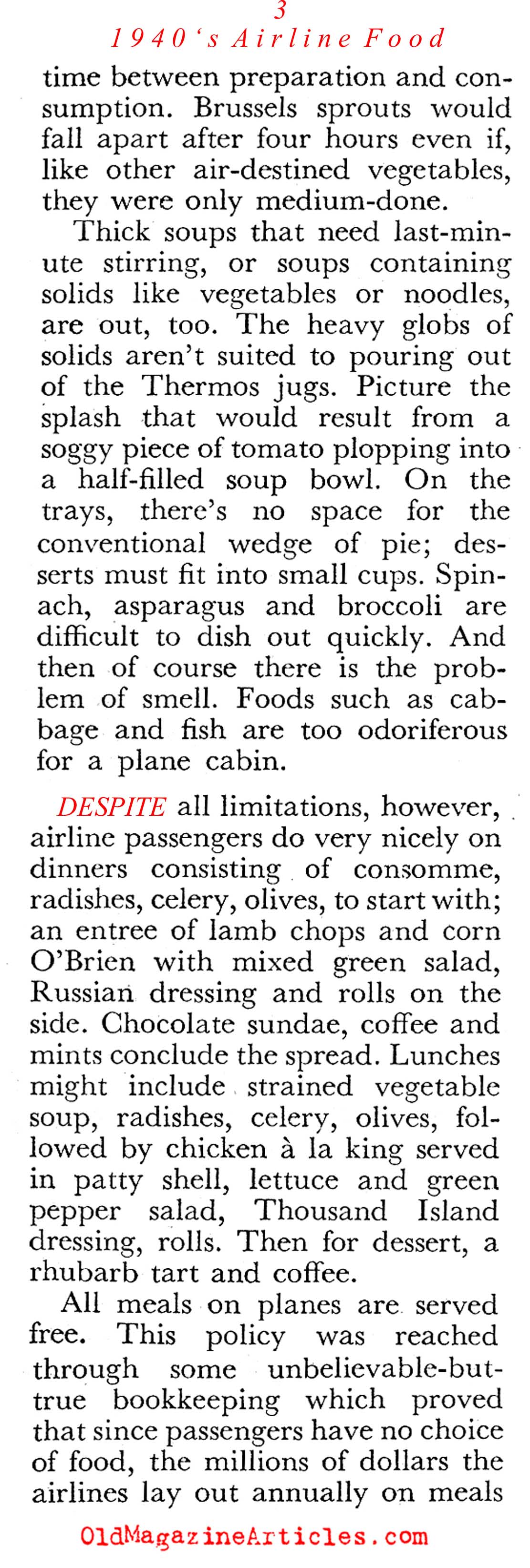 The Birth of Airline Food (Coronet Magazine, 1945)