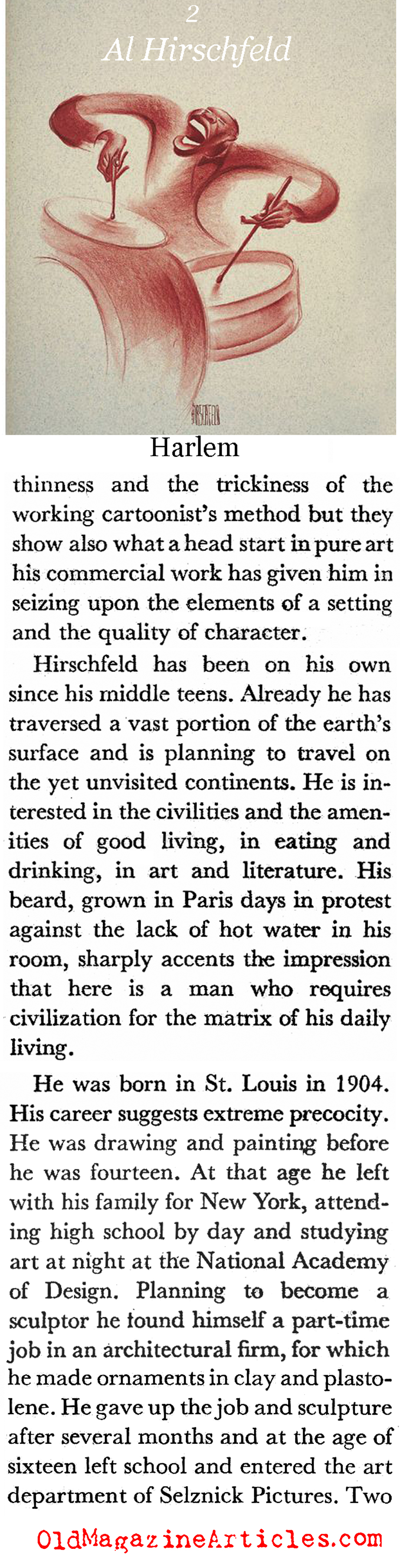 Caricaturist Al Hirschfeld (Coronet Magazine, 1939)