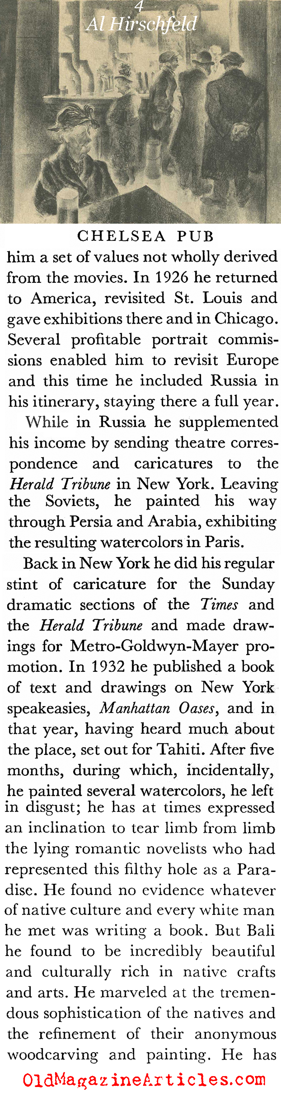 Caricaturist Al Hirschfeld (Coronet Magazine, 1939)