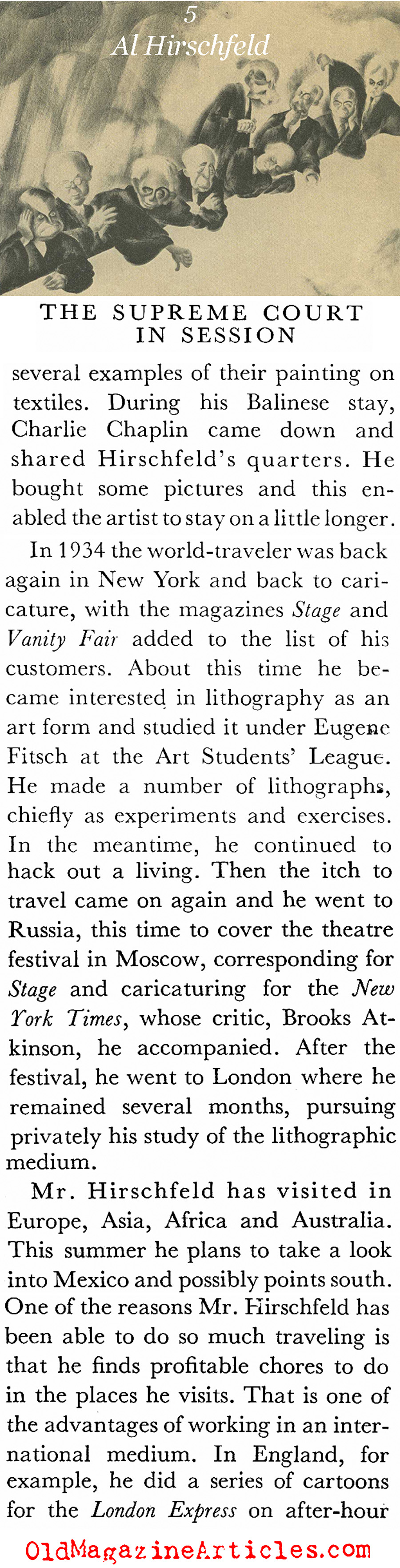 Caricaturist Al Hirschfeld (Coronet Magazine, 1939)