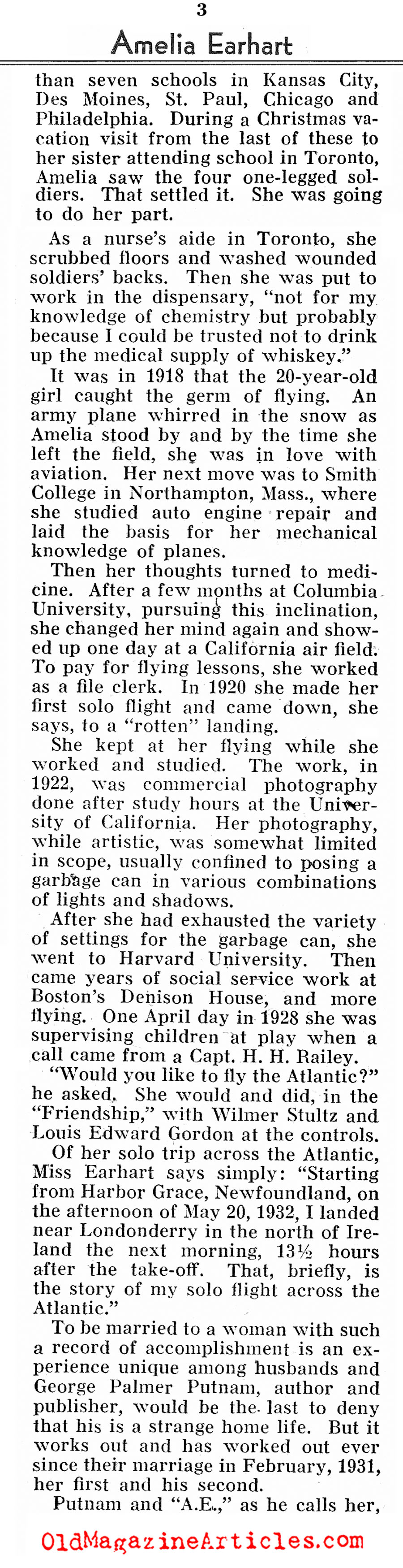 The Doomed Amelia Earhart (Pathfinder Magazine, 1937)