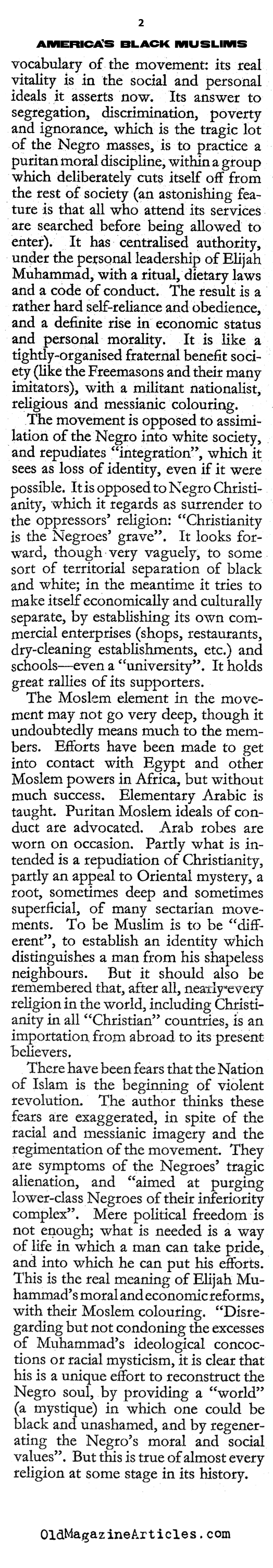 America's Black Muslims (The Hibbert Journal, 1965)