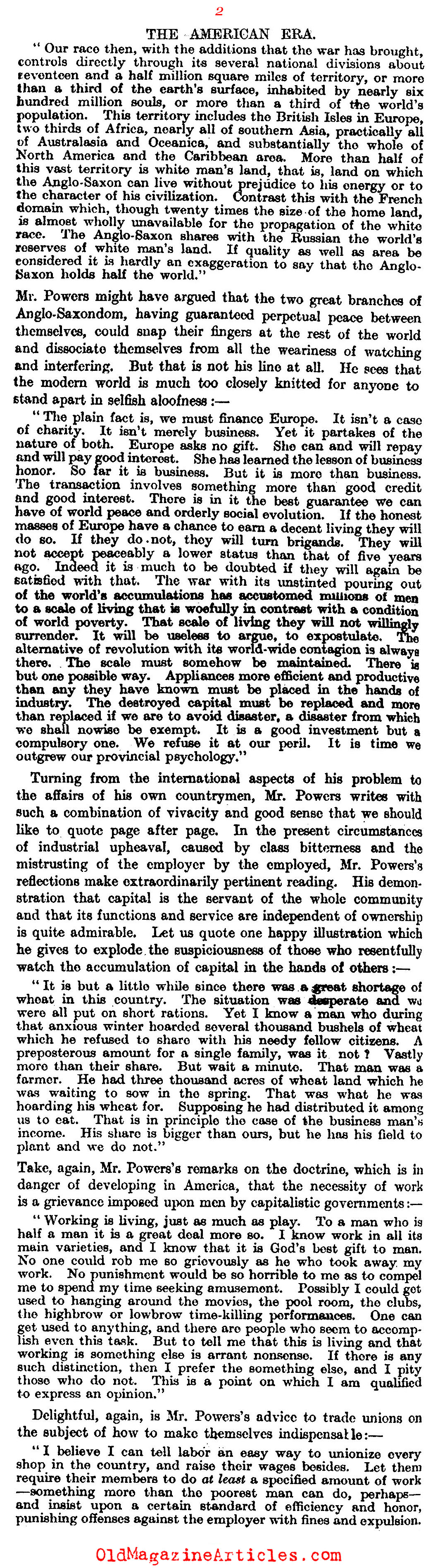 Anticipating the American Century (The Spectator, 1921)