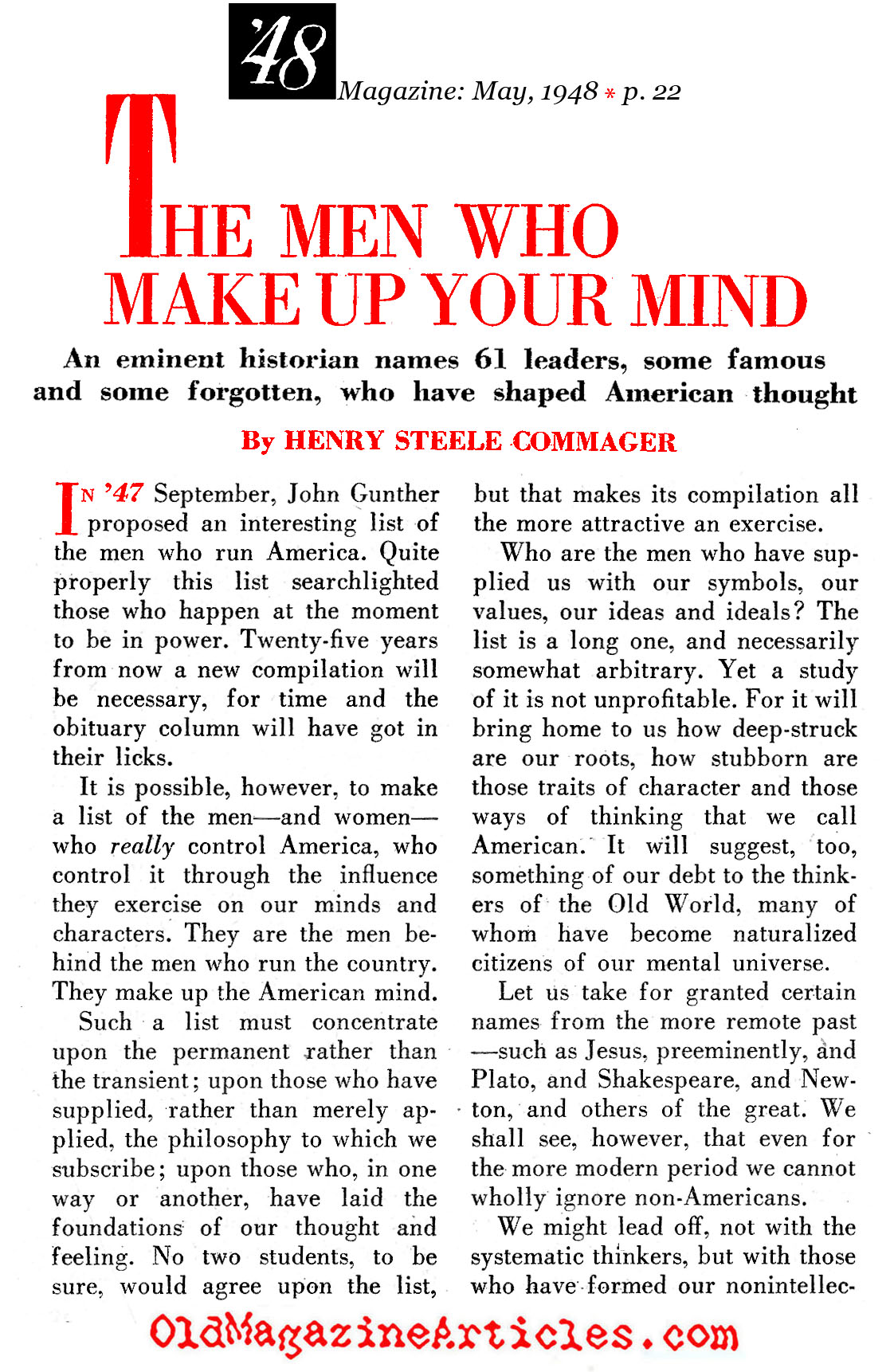 They Molded the American Mind ('48 Magazine, 1948)