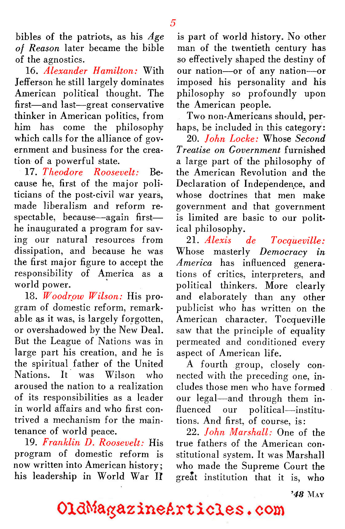 They Molded the American Mind ('48 Magazine, 1948)