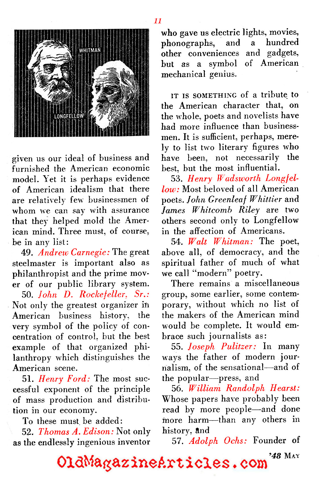 They Molded the American Mind ('48 Magazine, 1948)