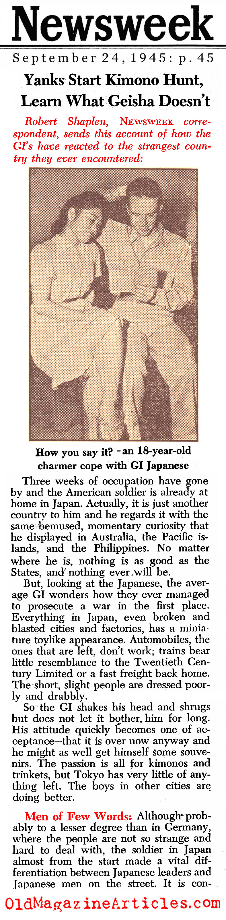 A GI View of Japan (Newsweek Magazine, 1945)