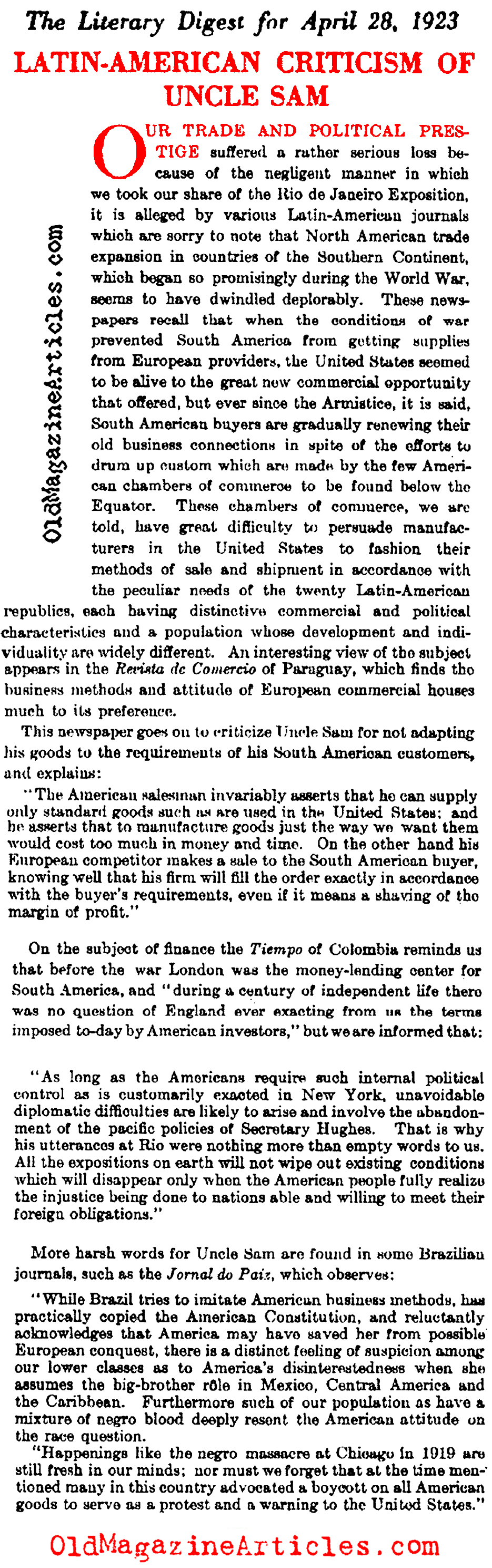 Critical Thinking from South of the Border (Literary Digest, 1923)