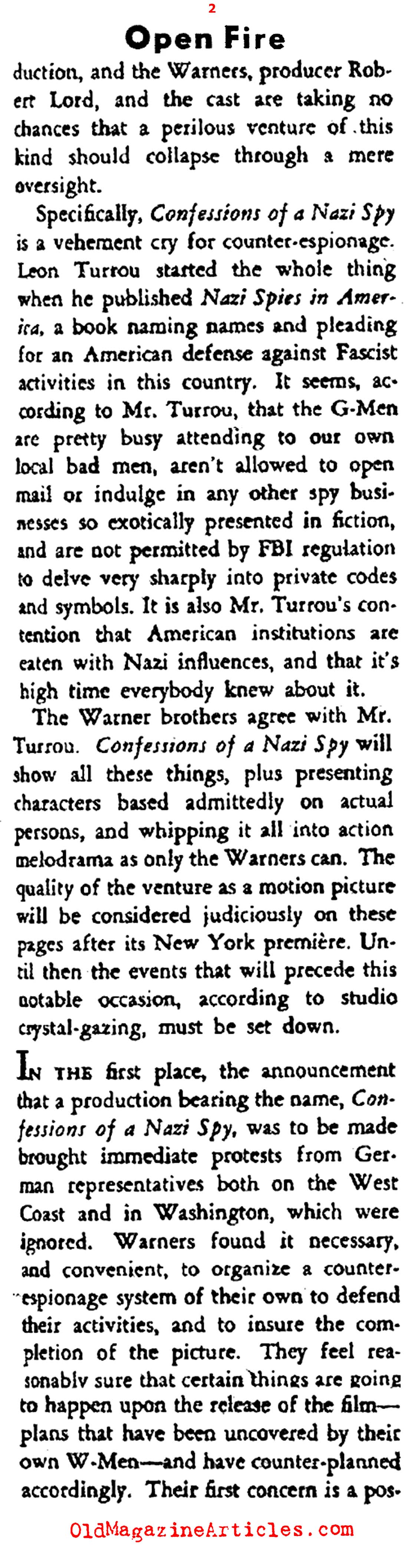 Warner Brothers Opens Fire on Nazi Germany (Stage Magazine, 1939)