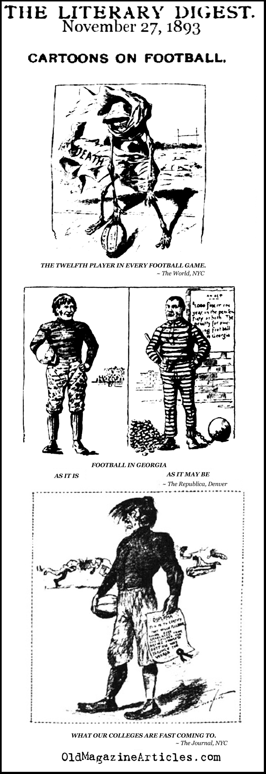 Anti-Football Cartoons from 1897 (Literary Digest, 1897)