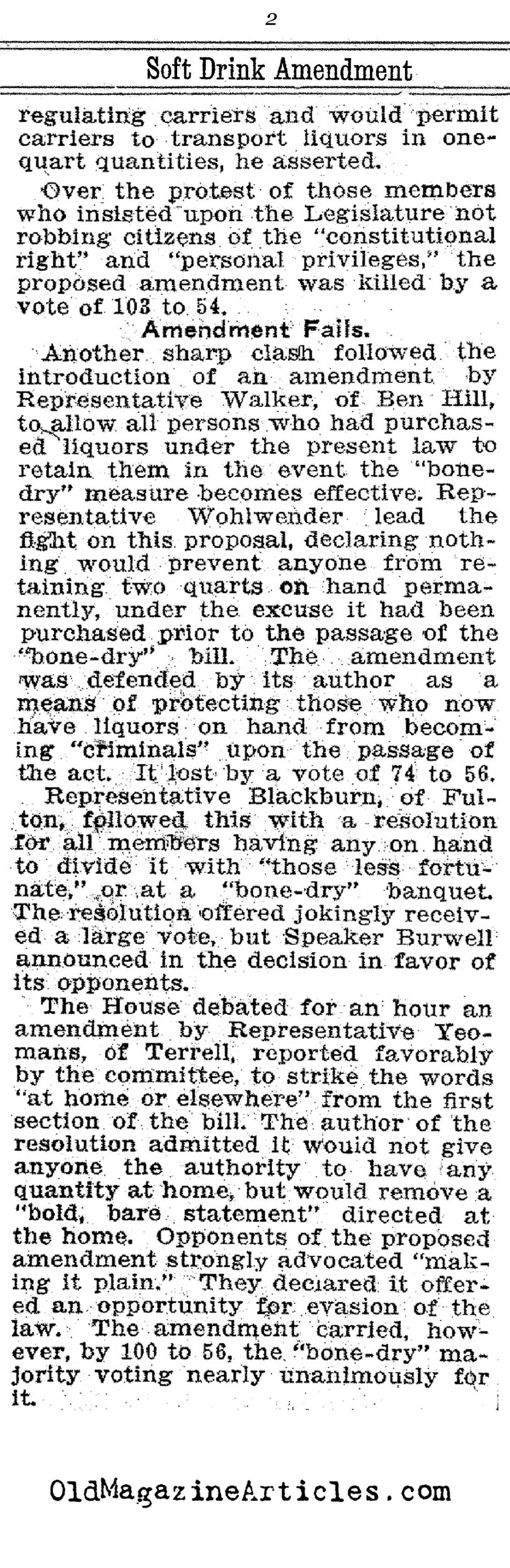 Anti-Soft Drink Legislation Defeated (The Atlanta Georgian, 1917)