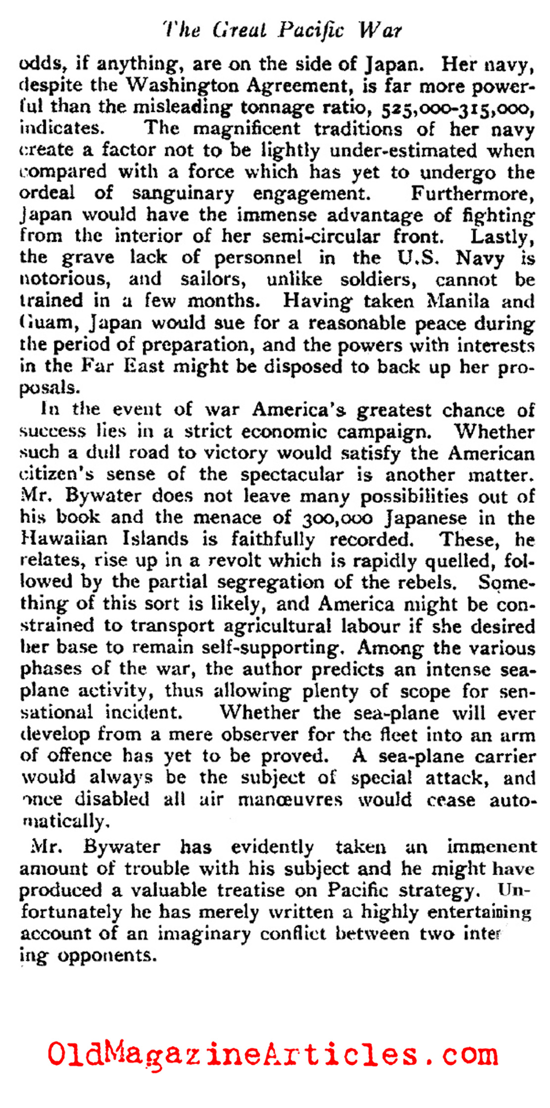 Anticipating the War with Japan (The Saturday Review, 1925)