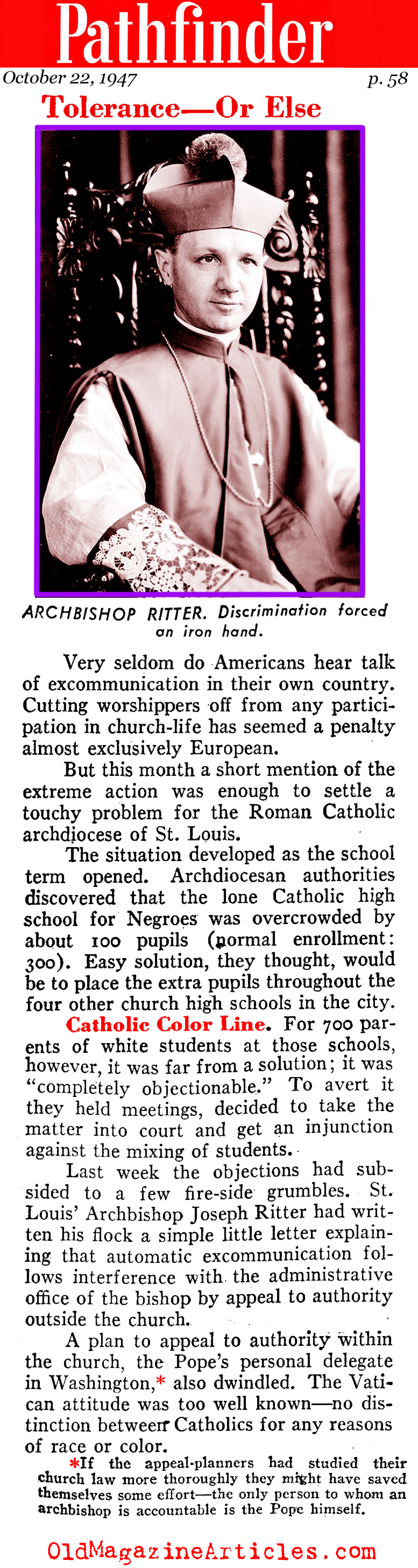 The Archbishop Did His Bit (Pathfinder Magazine, 1947)