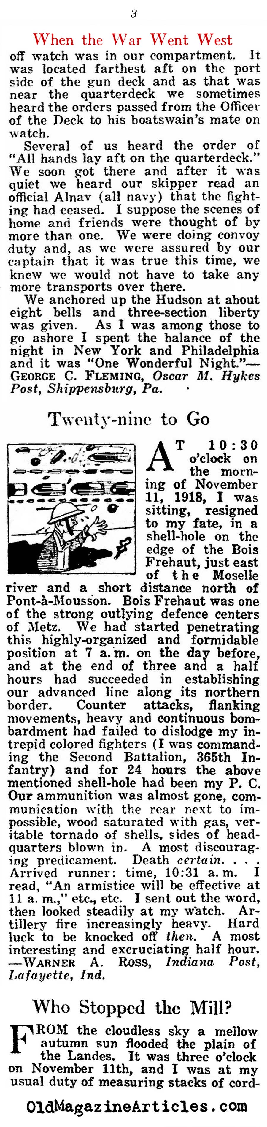 Where Were You When You Heard of The Armistice? (American Legion Weekly, 1921)