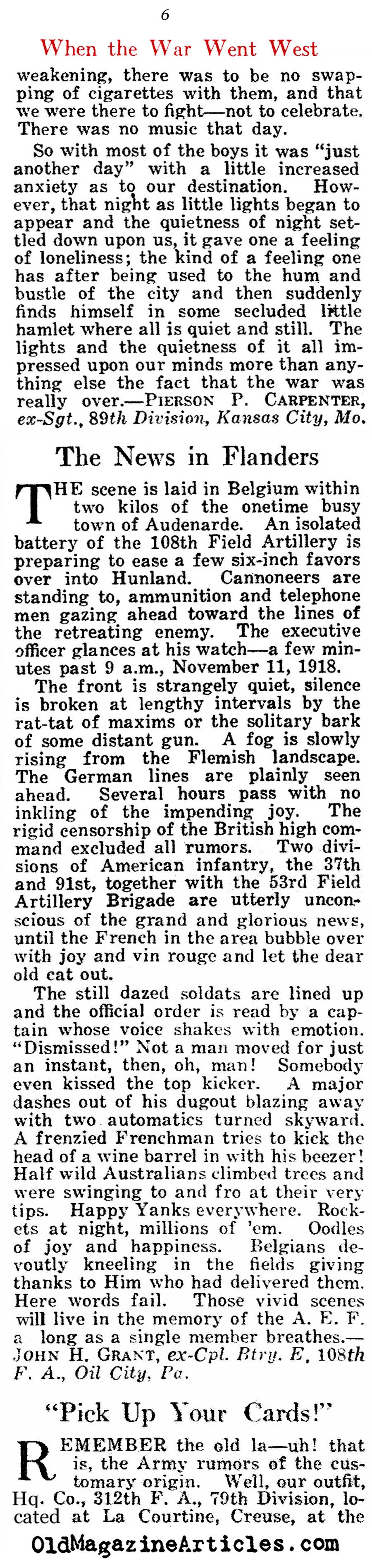 Where Were You When You Heard of The Armistice? (American Legion Weekly, 1921)