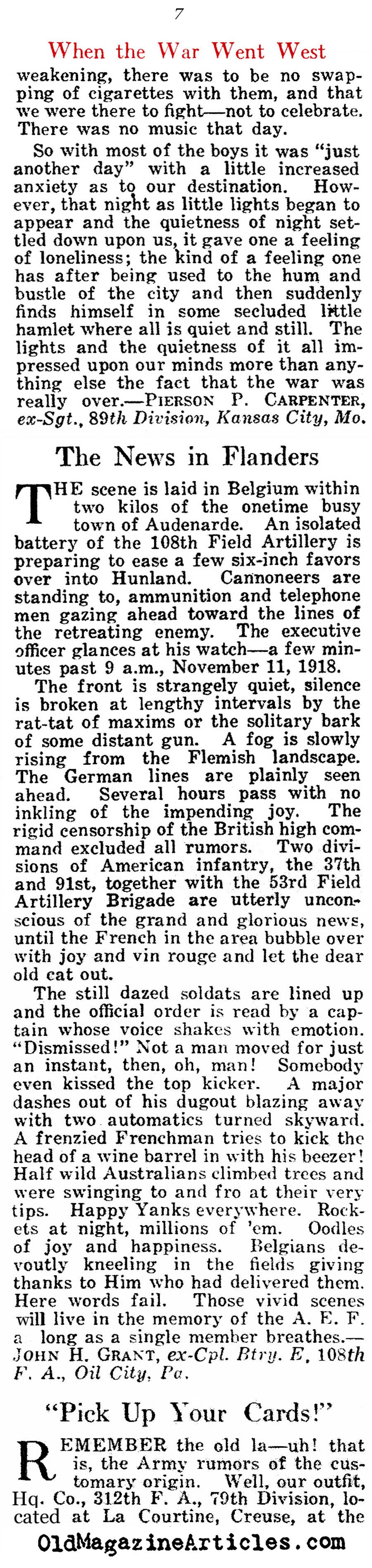 Where Were You When You Heard of The Armistice? (American Legion Weekly, 1921)