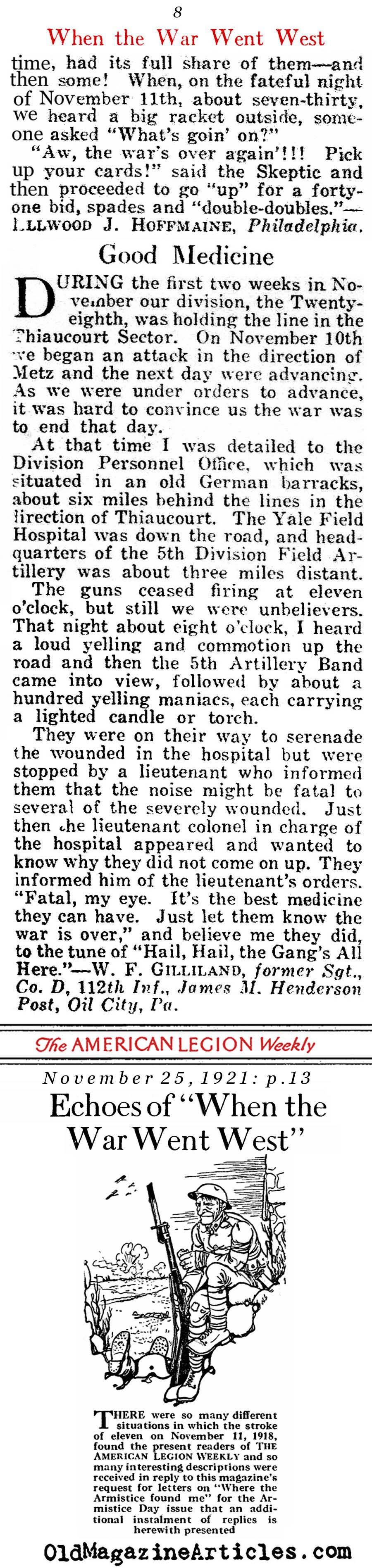 Where Were You When You Heard of The Armistice? (American Legion Weekly, 1921)